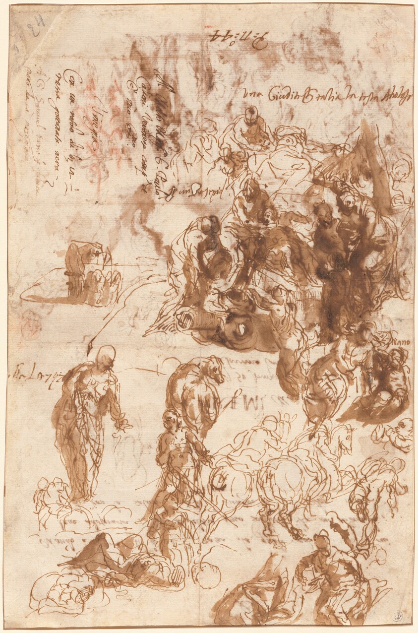 Studies for Judith and Holofernes, David and Goliath, The Finding of Moses, and Others [recto]