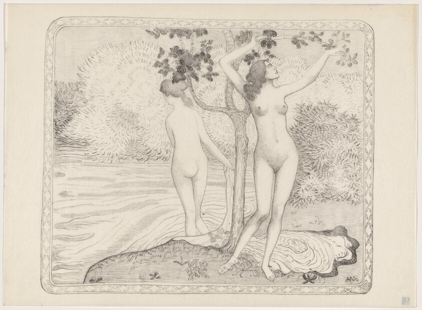 Eté (Deux baigneuses nues sous un arbre au bord de l'eau)