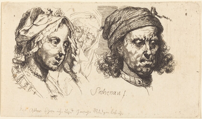 Young Woman, Old Woman, and Man with Long Hair