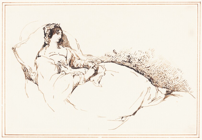 A Woman Reclining on a Cushion