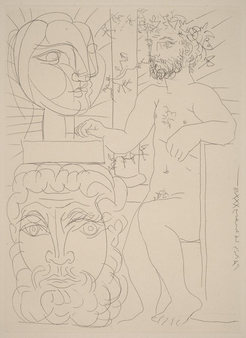 Sculptor with His Self-Portrait Serving as a Pedestal for a Head of Marie-Thérèse (Sculpteur et son autoportrait sculpté servant de socle à une tête de Marie-Thérèse)