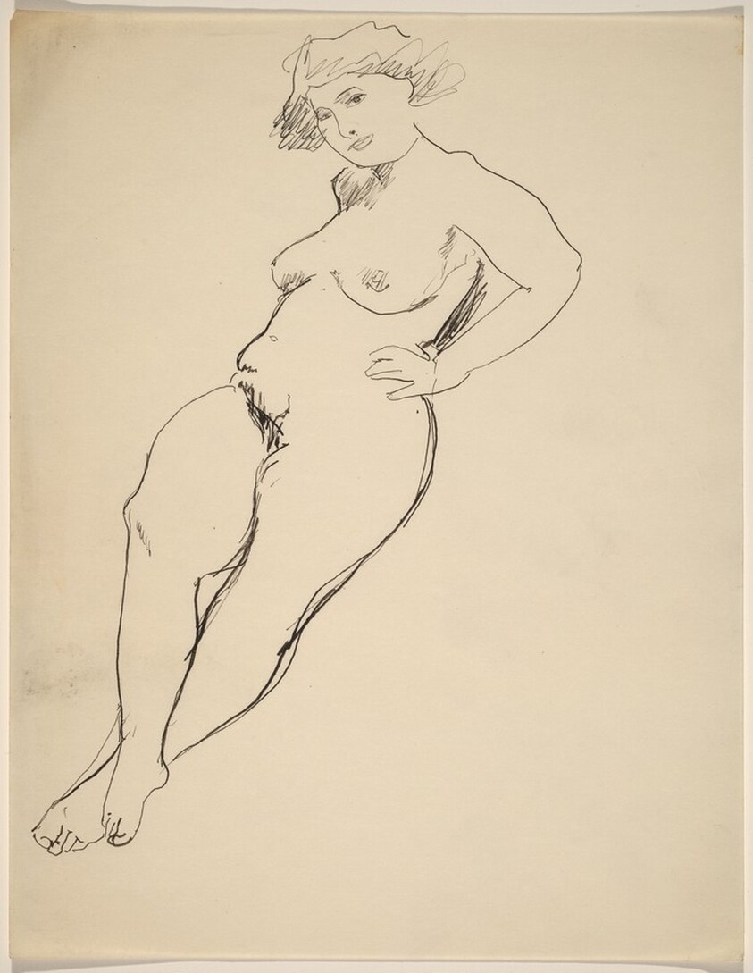 Reclining Female Nude, Ankles Crossed, Hands on Hips