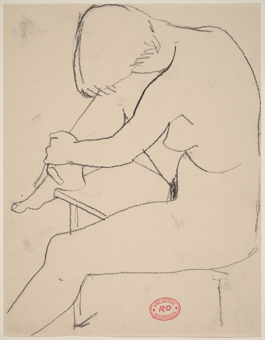 Untitled [nude seated with her foot on bench]