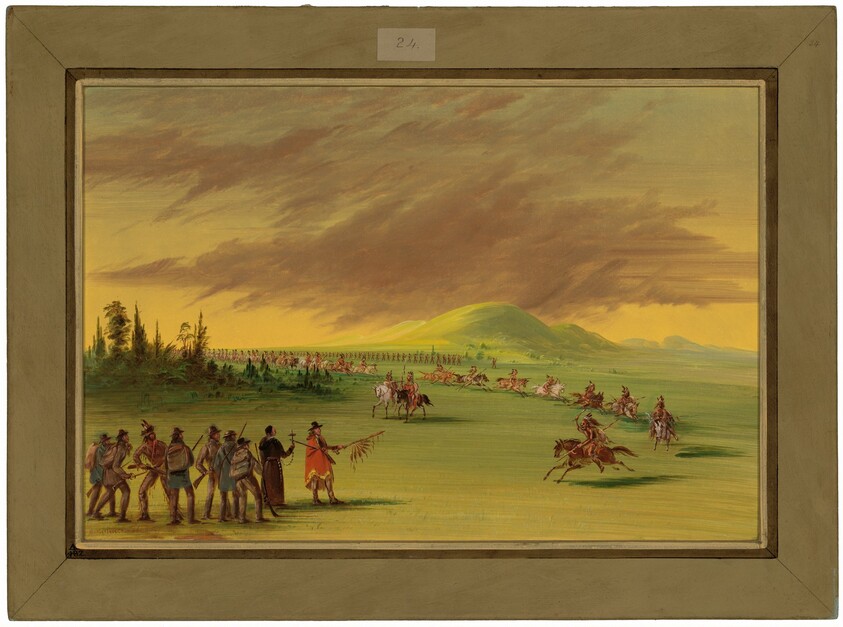 La Salle Meets a War Party of Cenis Indians on a Texas Prairie.  April 25, 1686