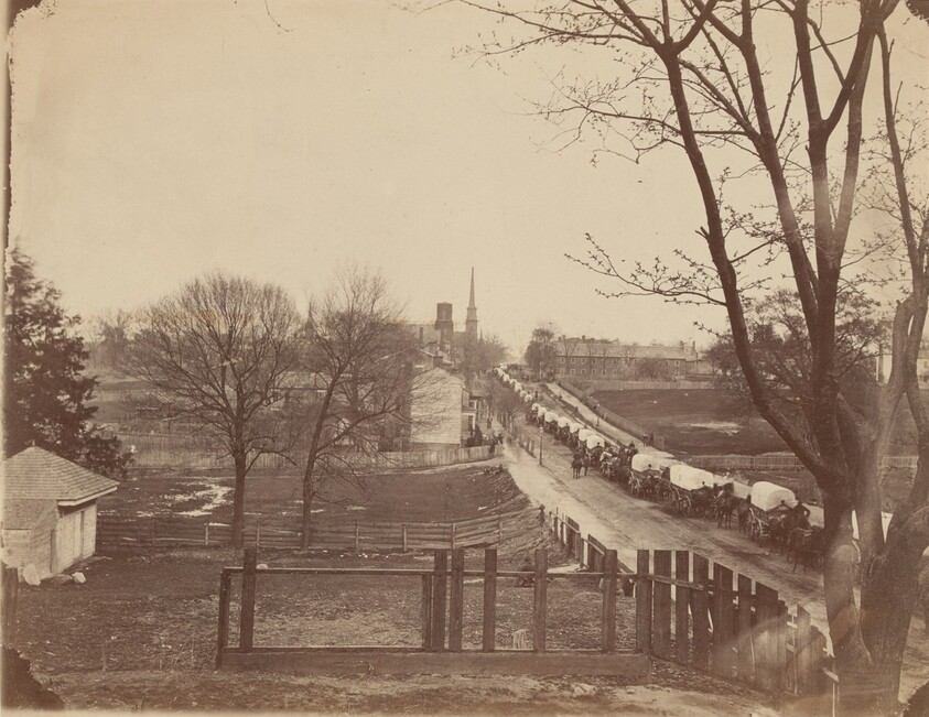 Train of Army Wagons Entering Petersburg, Virginia