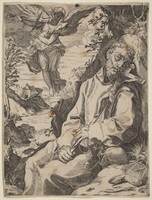 Saint Francis Consoled by the Musical Angel, Attributed to Francesco Carracci after Agostino Carracci, c. 1595-1602