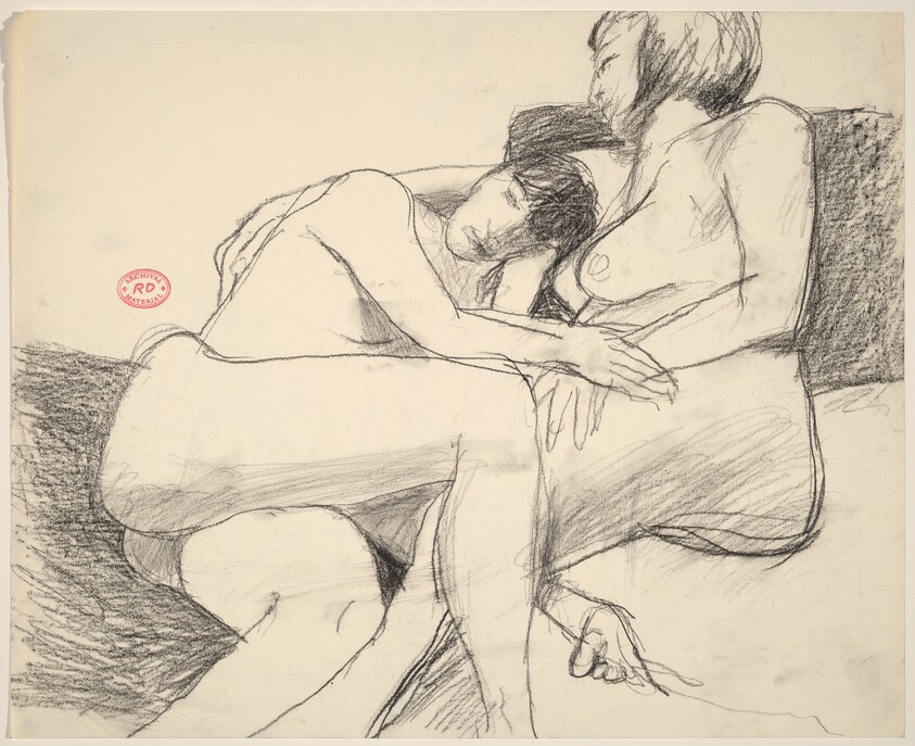 Untitled [two female models embracing]
