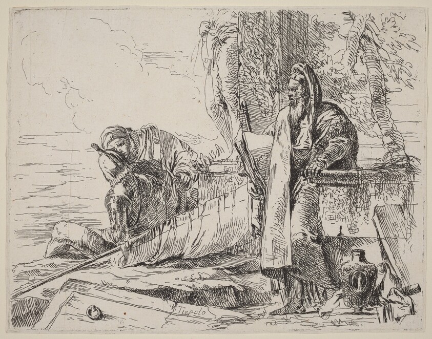 Standing Philosopher and Two Other Figures