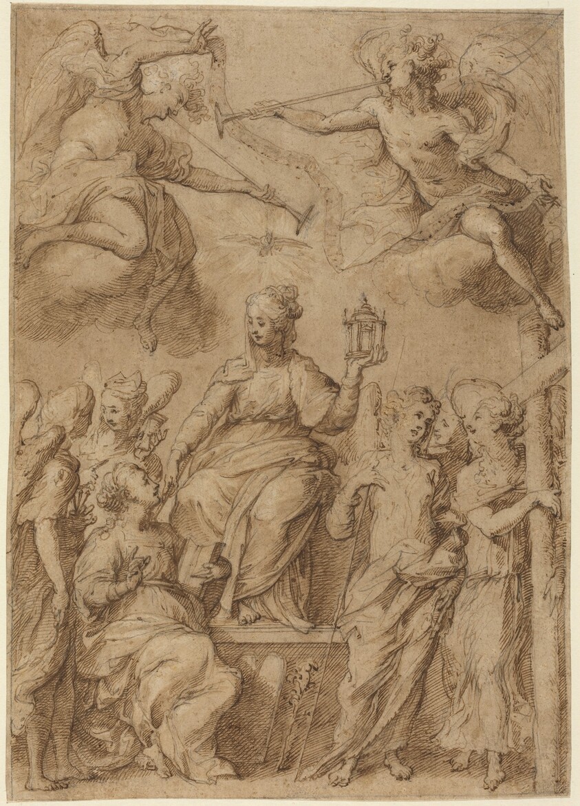 Ecclesia Surrounded by Angels Holding the Instruments of the Passion