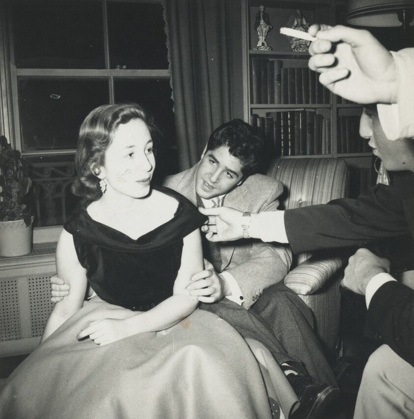 Untitled (Woman and three men at a party)