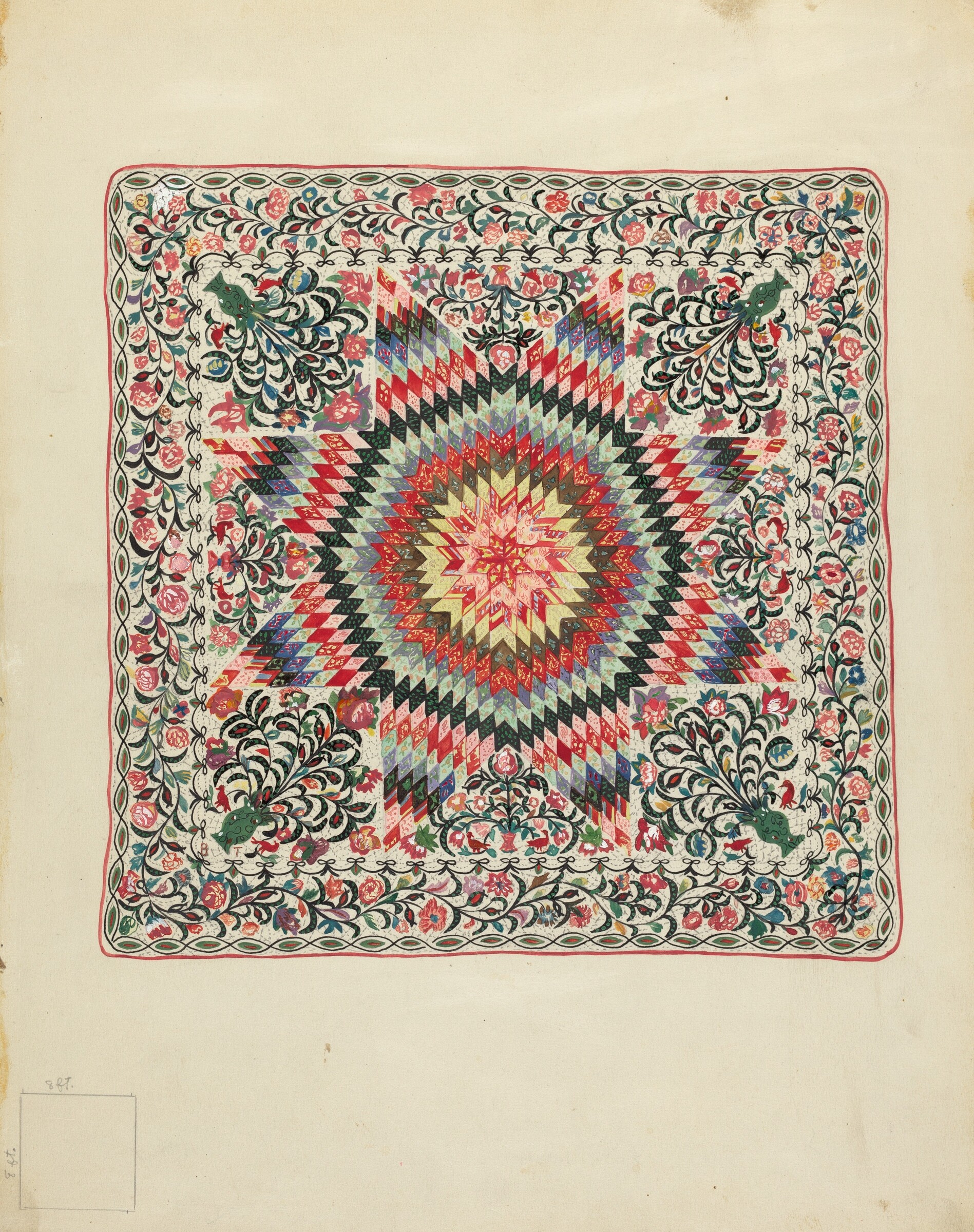 Patchwork and Applique Quilt, Irene Schaefer, 1936