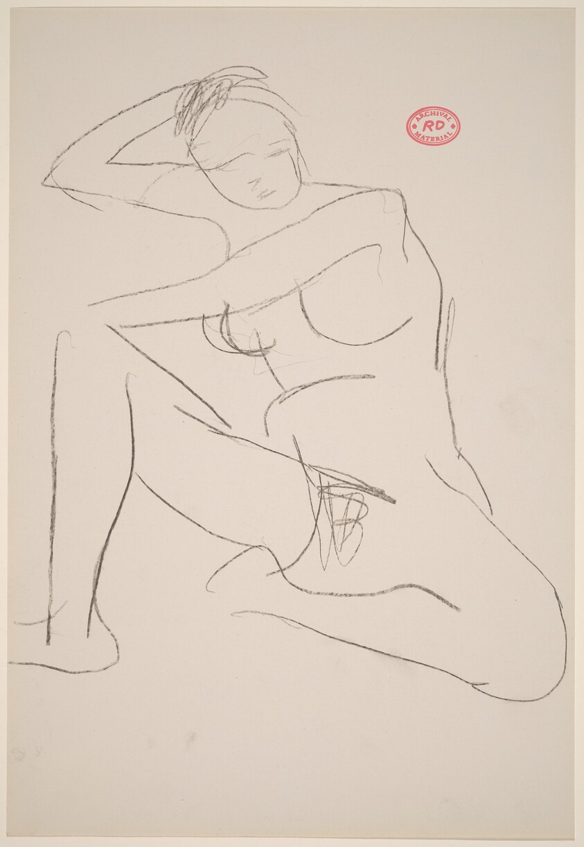 Untitled [nude seated and resting her right arm on a support]