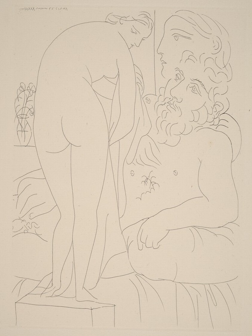 Sculptor Reclining with Marie-Thérèse and Her Representation as a Chaste Venus (Sculpteur au repos avec Marie-Thérèse et sa représentation en Vénus pudique)