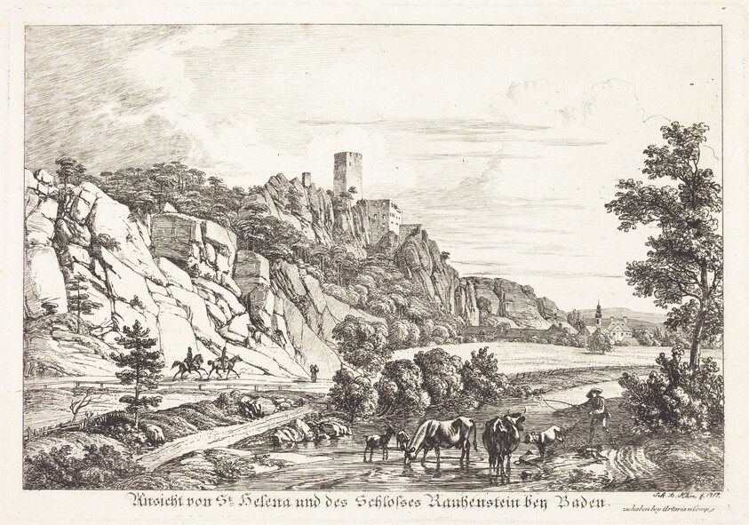 Ansicht von St. Helena und des Schlosses Rauhenstein bey Baden