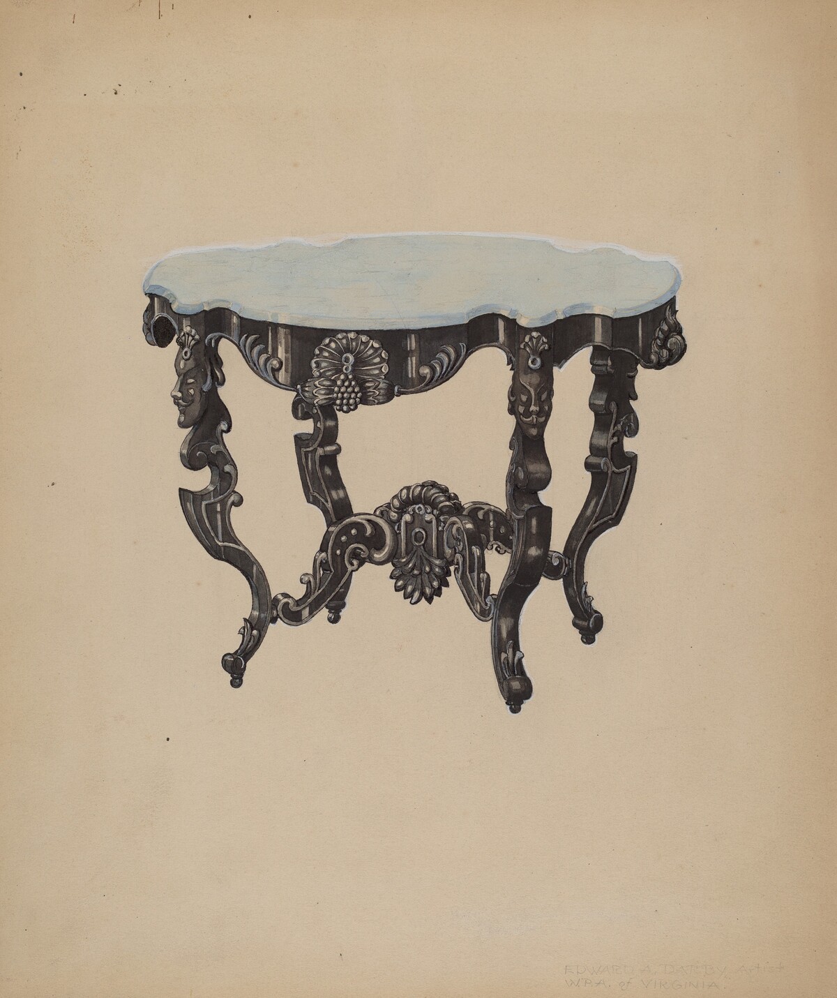 Ebony, Marble-top Table
