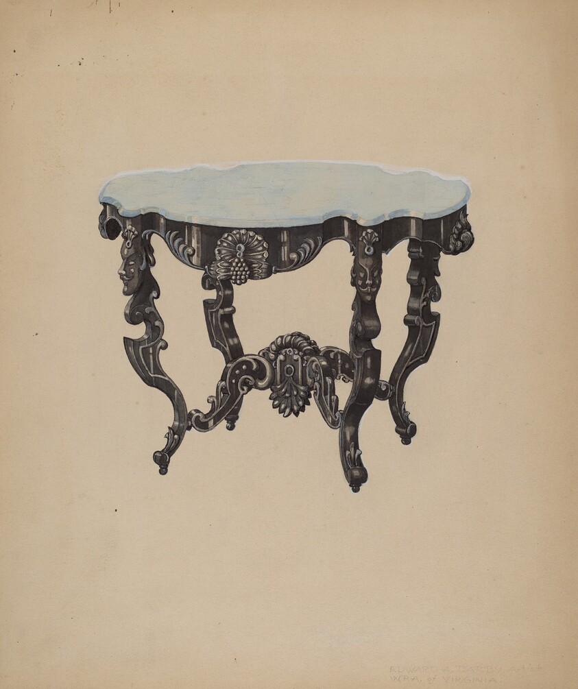 Ebony, Marble-top Table