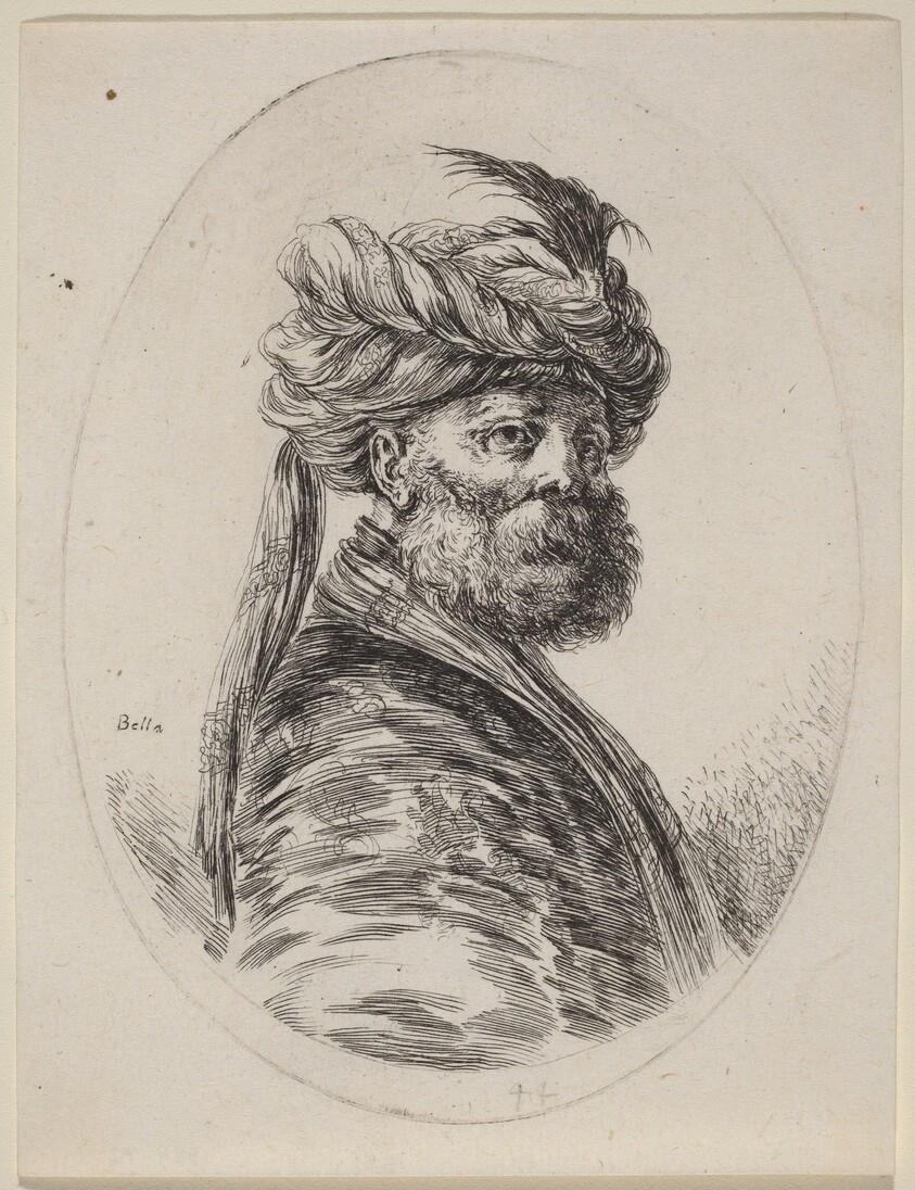 Bearded Moor in a Feathered Turban with a Veil, Turned to the Right