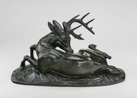 Virginia Deer Reclining, Antoine-Louis Barye, model 1837, cast by 1873