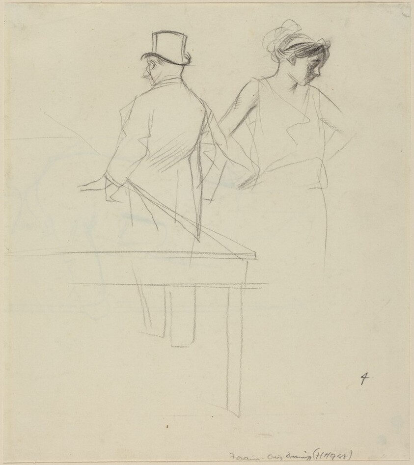 a) Two Figures (recto); b) Man in Overcoat and Top Hat (verso)