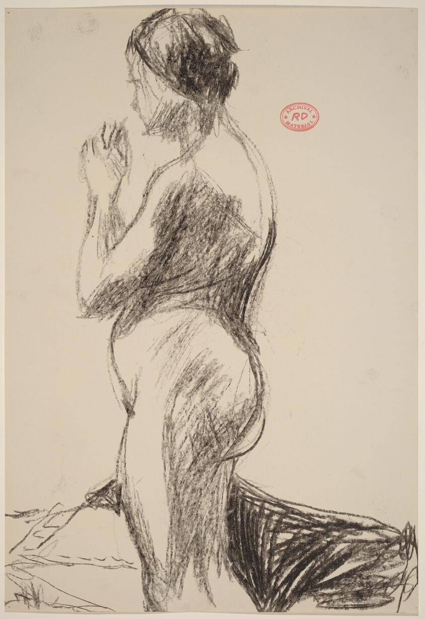 Untitled [side view of a female nude with hands clasped]