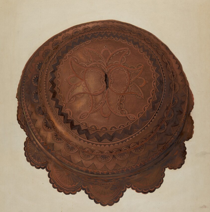 Tooled Leather Cover for Baptismal Font