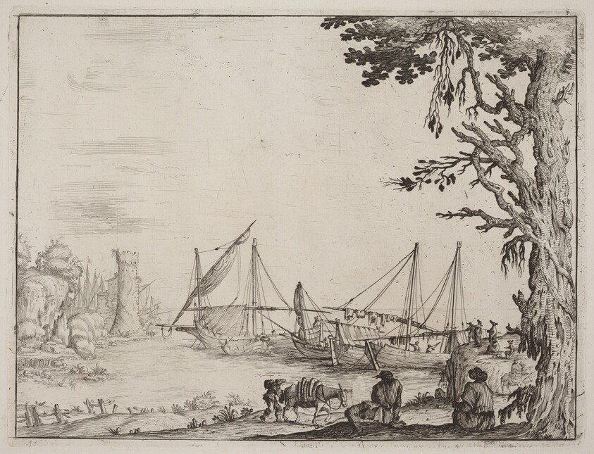 Seaport with Anchored Vessels