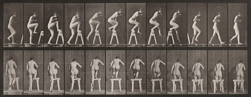 Plate Number 178. Stepping on and over a trestle