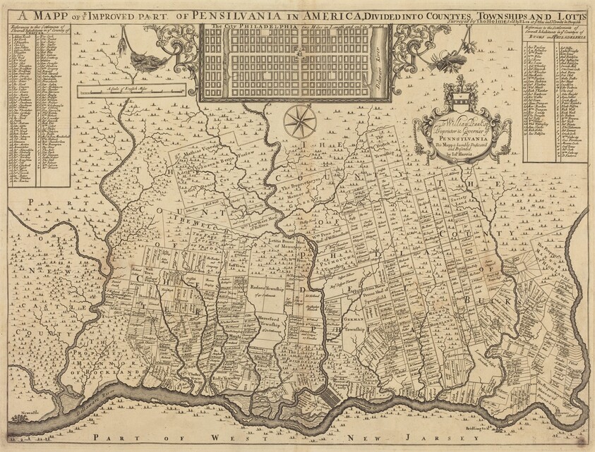 A mapp of ye improved part of Pensilvania in America, divided into countyes, townships and lotts
