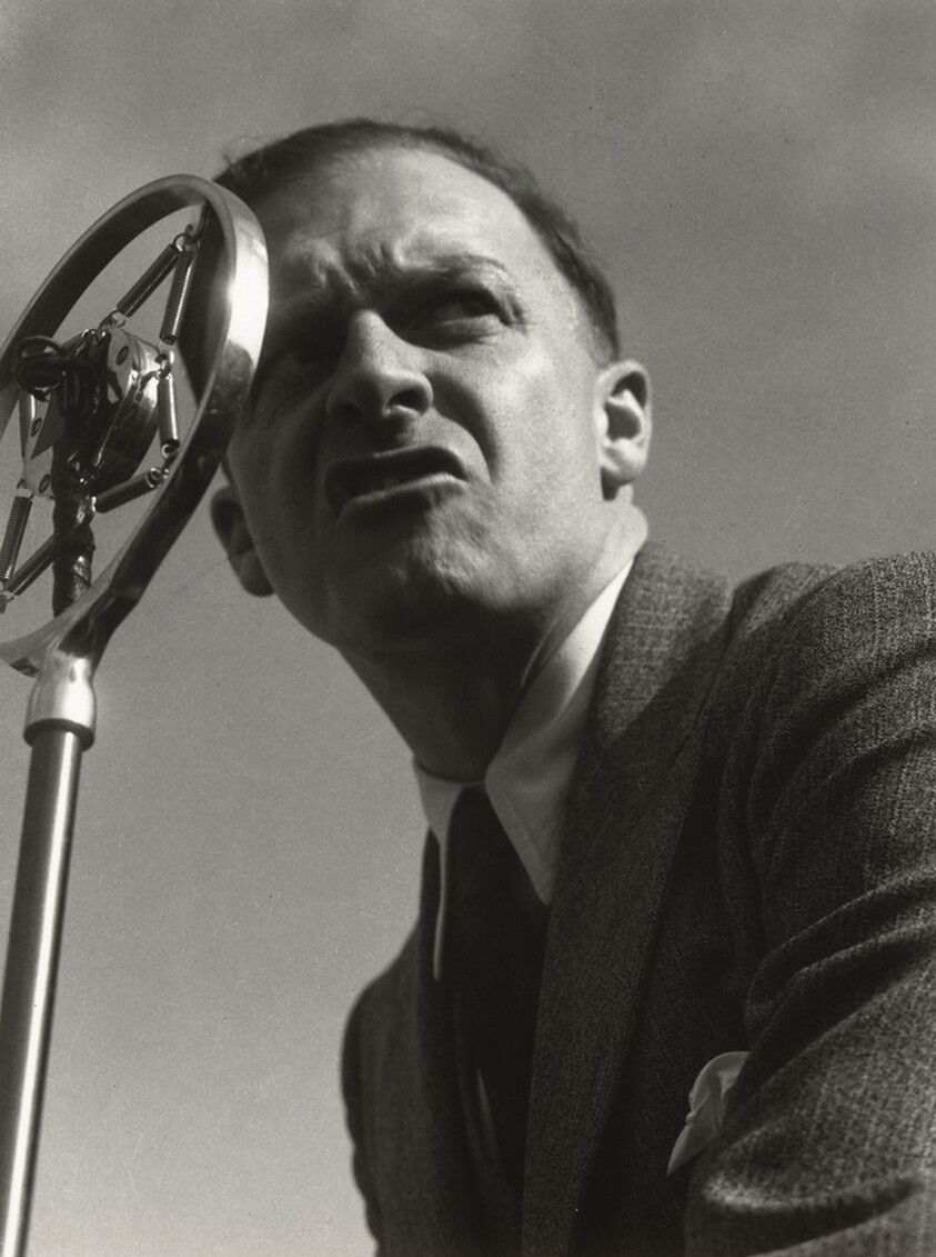 Man at microphone, May Day Demonstration, San Francisco, California
