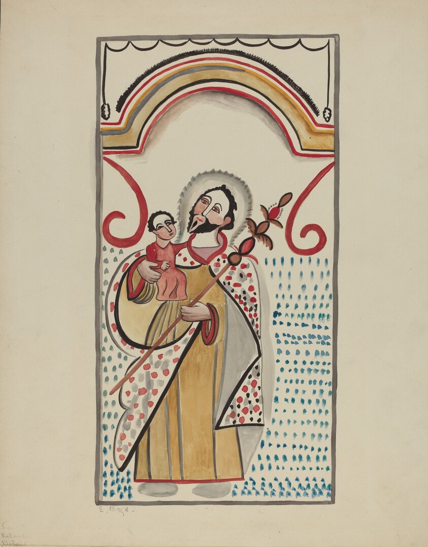 Detail from Large Altar on East Wall of Sanctuario Church at Chimayo. St. Christopher