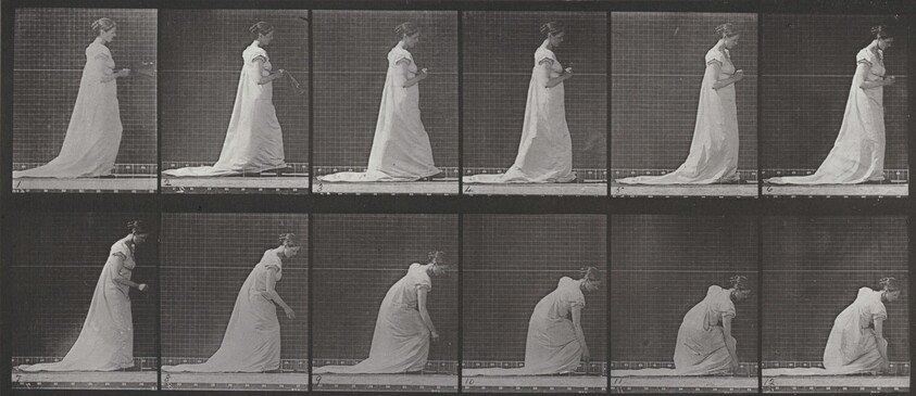 Plate Number 208. Dropping a fan and stooping to lift it