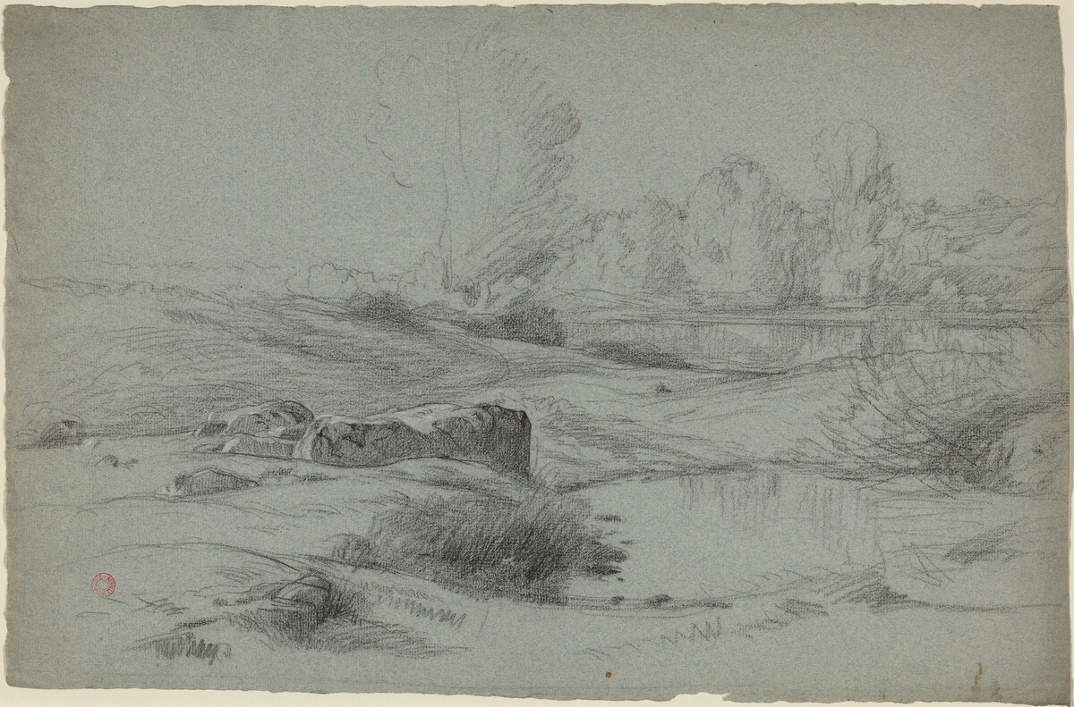 A Rocky Meadow by a River