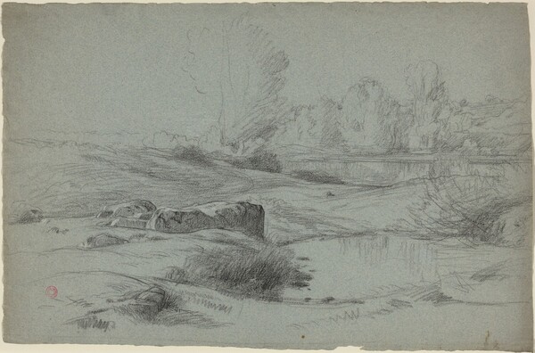 A Rocky Meadow by a River