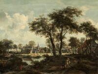 Village near a Pool, Meindert Hobbema, c. 1670