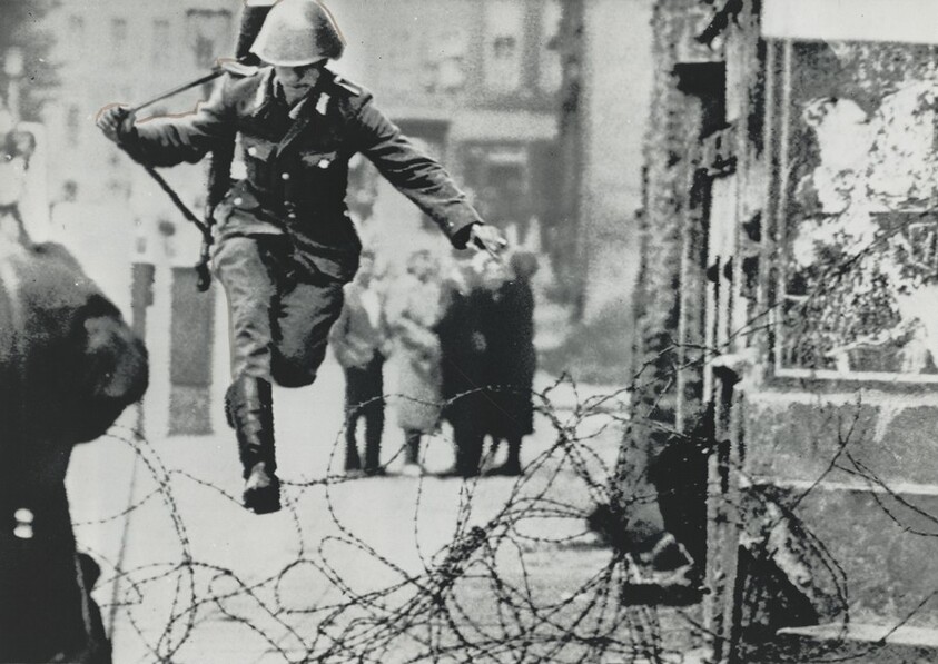 Title from caption on object: “East German Soldier Jumped to Freedom”