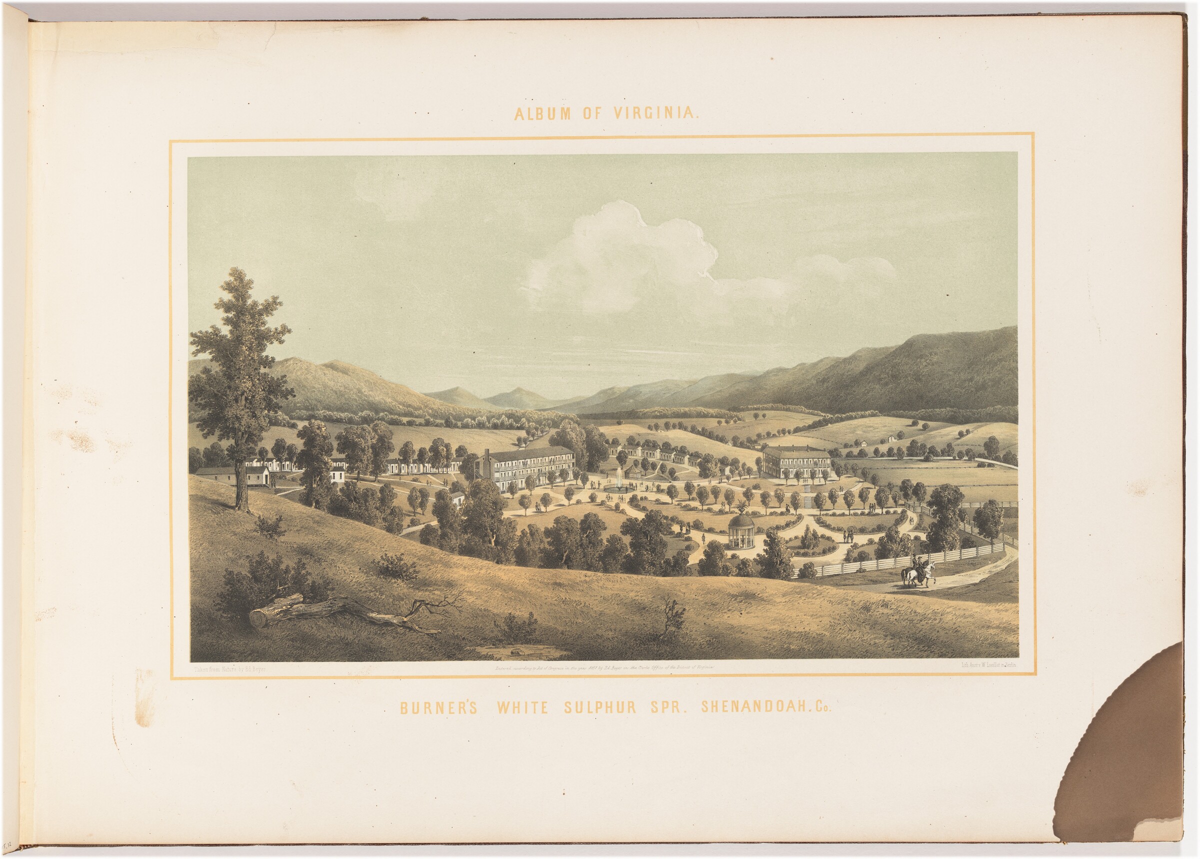 Burner's White Sulphur Spring, Shenandoah County, after Edward Beyer, 1857