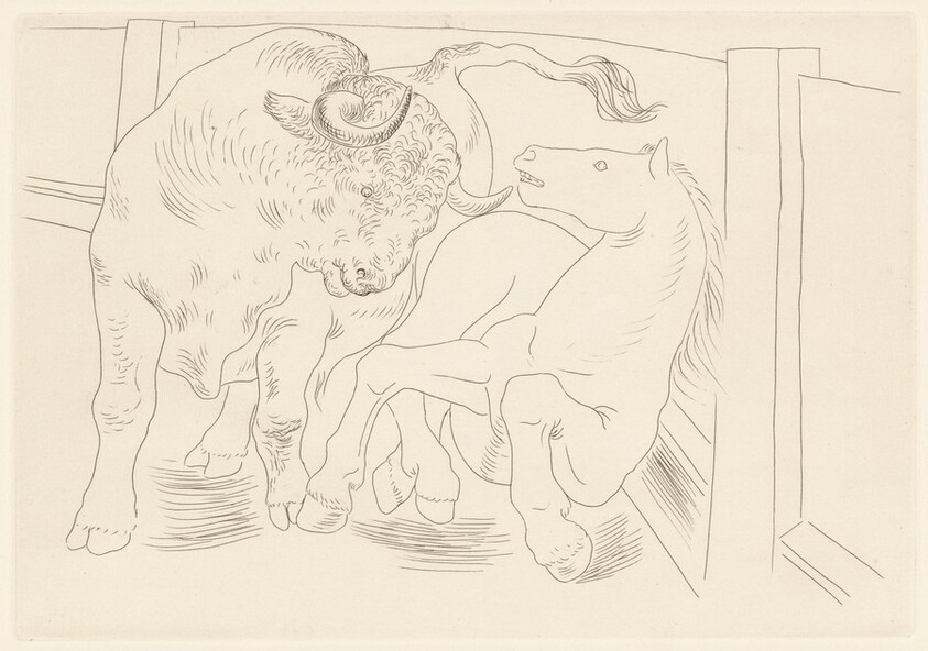 Taureau et cheval dans l'arène (Bull and Horse in the Arena)