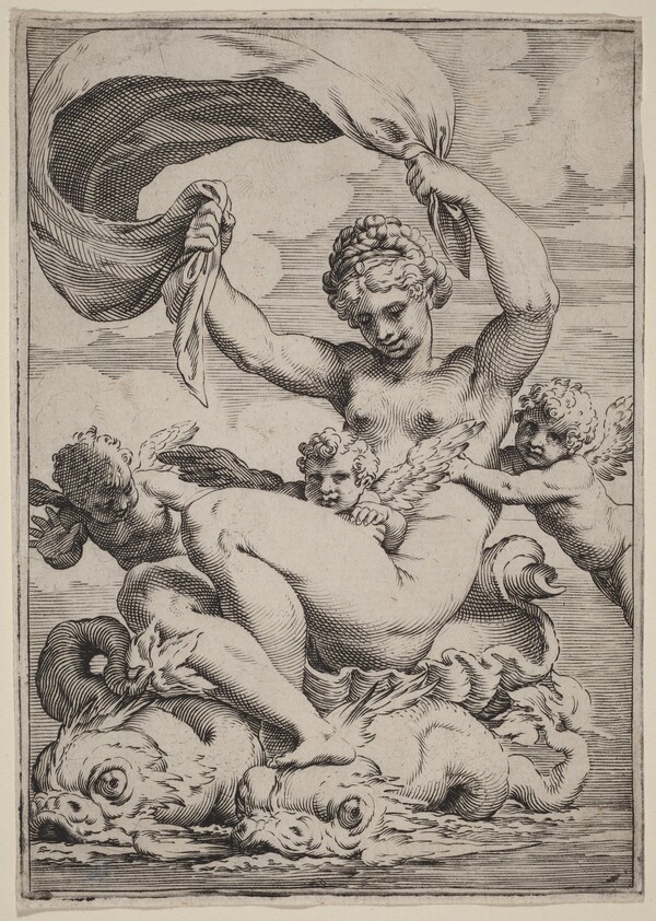 Venus or Galatea Supported by Dolphins