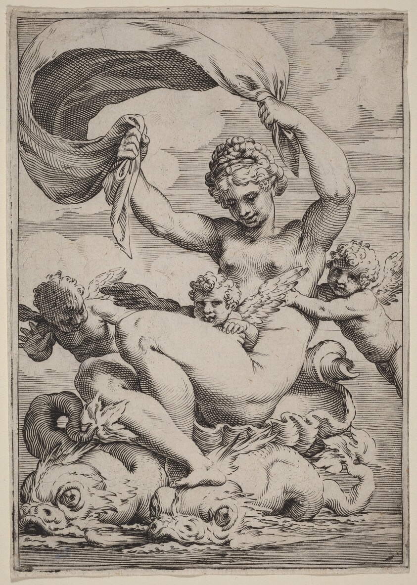 Venus or Galatea Supported by Dolphins