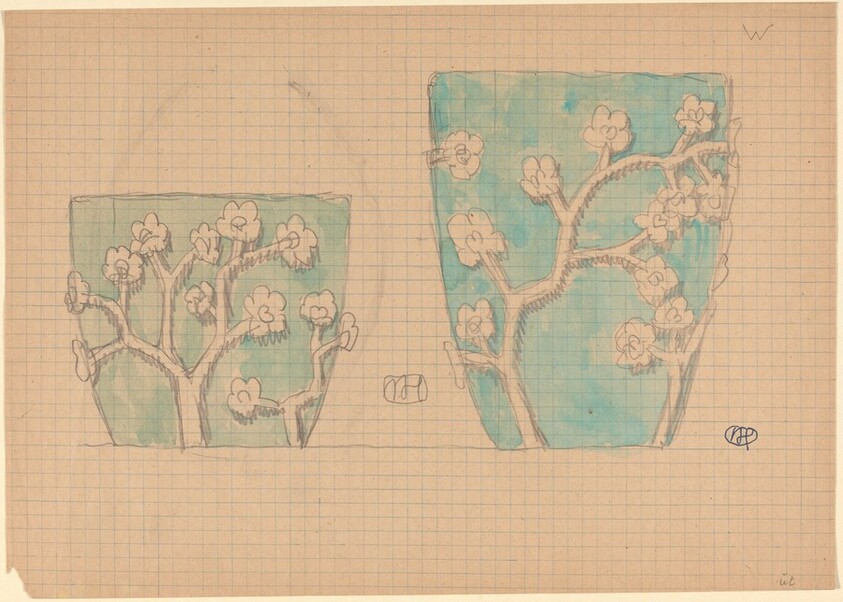 Two Pots with Floral Designs