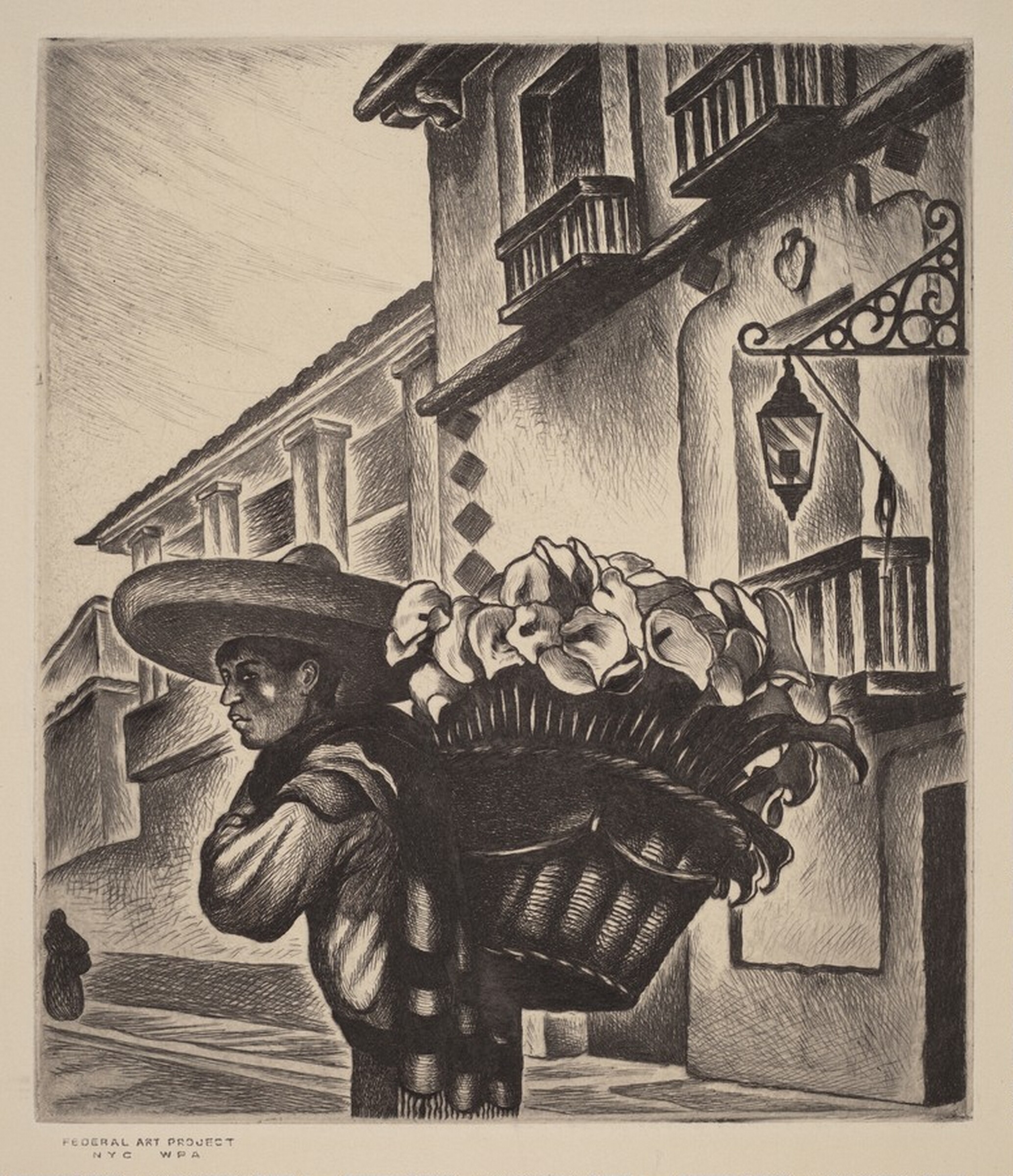 Untitled (Mexican Man With Bushel of Flowers), Alfredo Ximenez, c. 1939