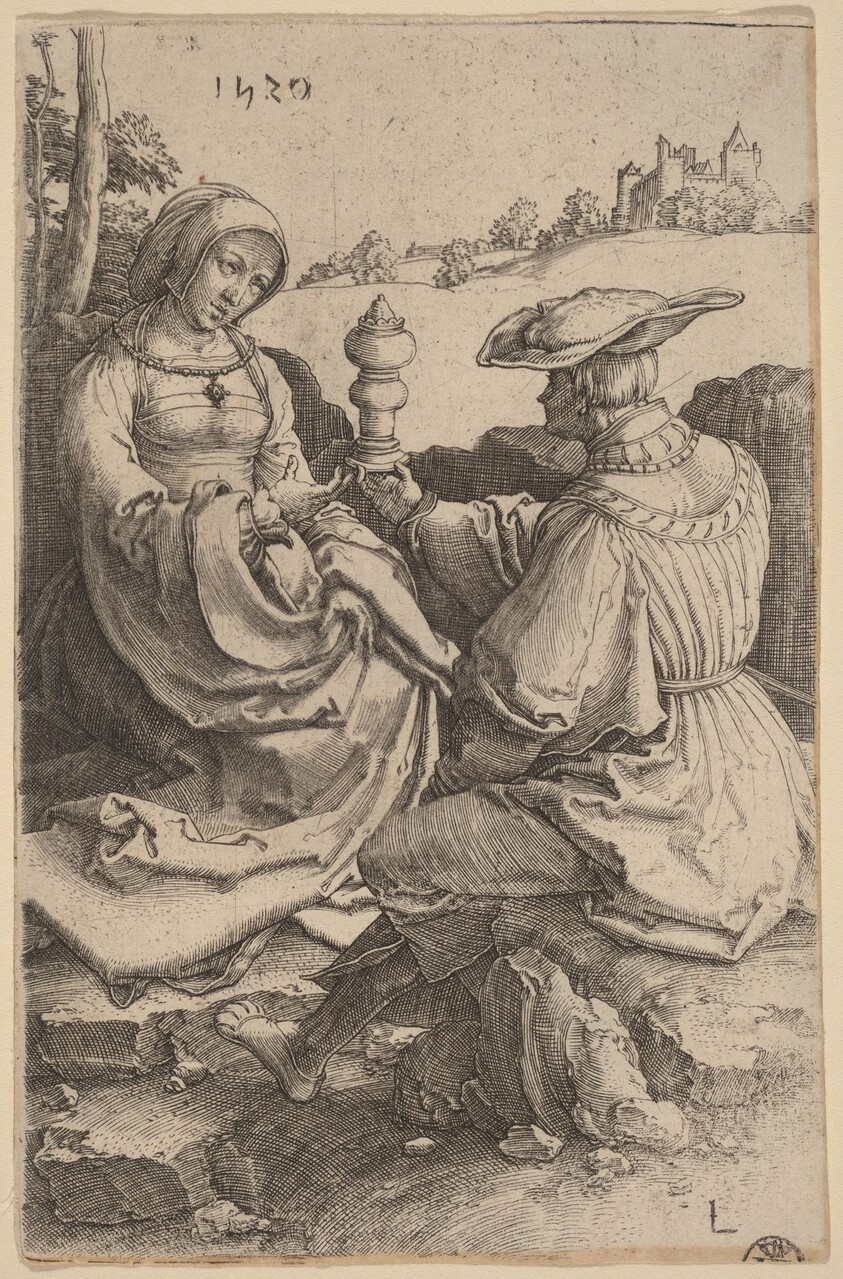A Nobleman and a Lady Seated in a Landscape