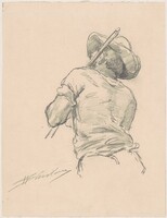 Back of a Man with Pole, Walter Shirlaw, 1870-1877