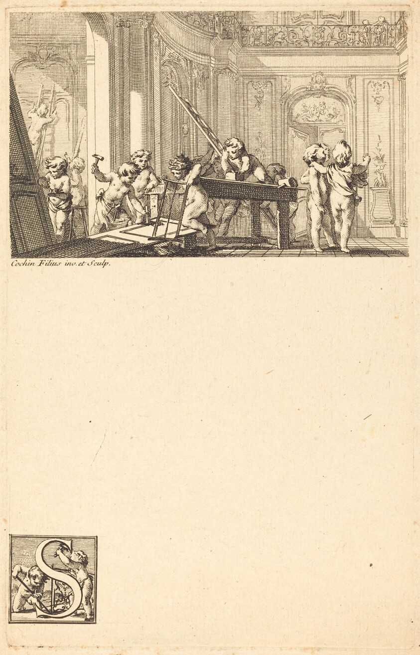 Putti Preparing the Interior Decoration of a Mansion