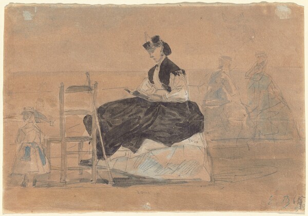 Woman in a Crinoline on the Beach of Trouville