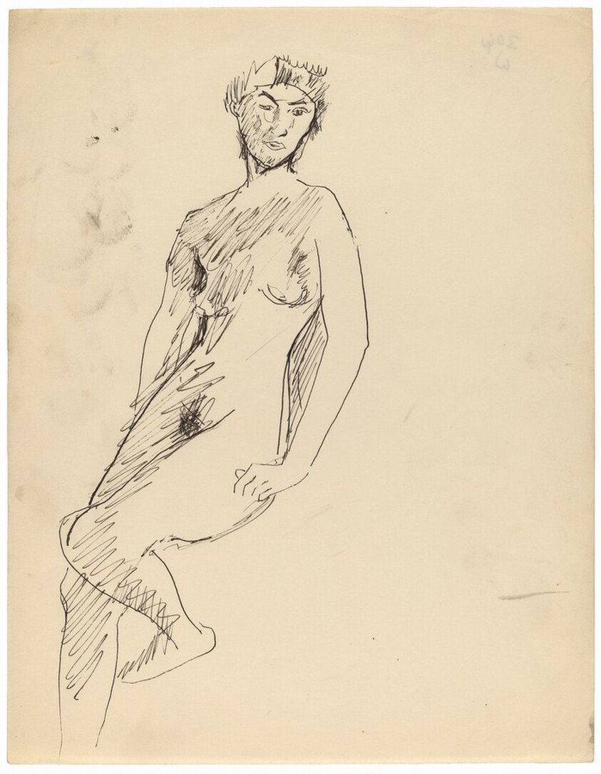 Standing Female Nude Turned to the Left, Head Turned to Viewer