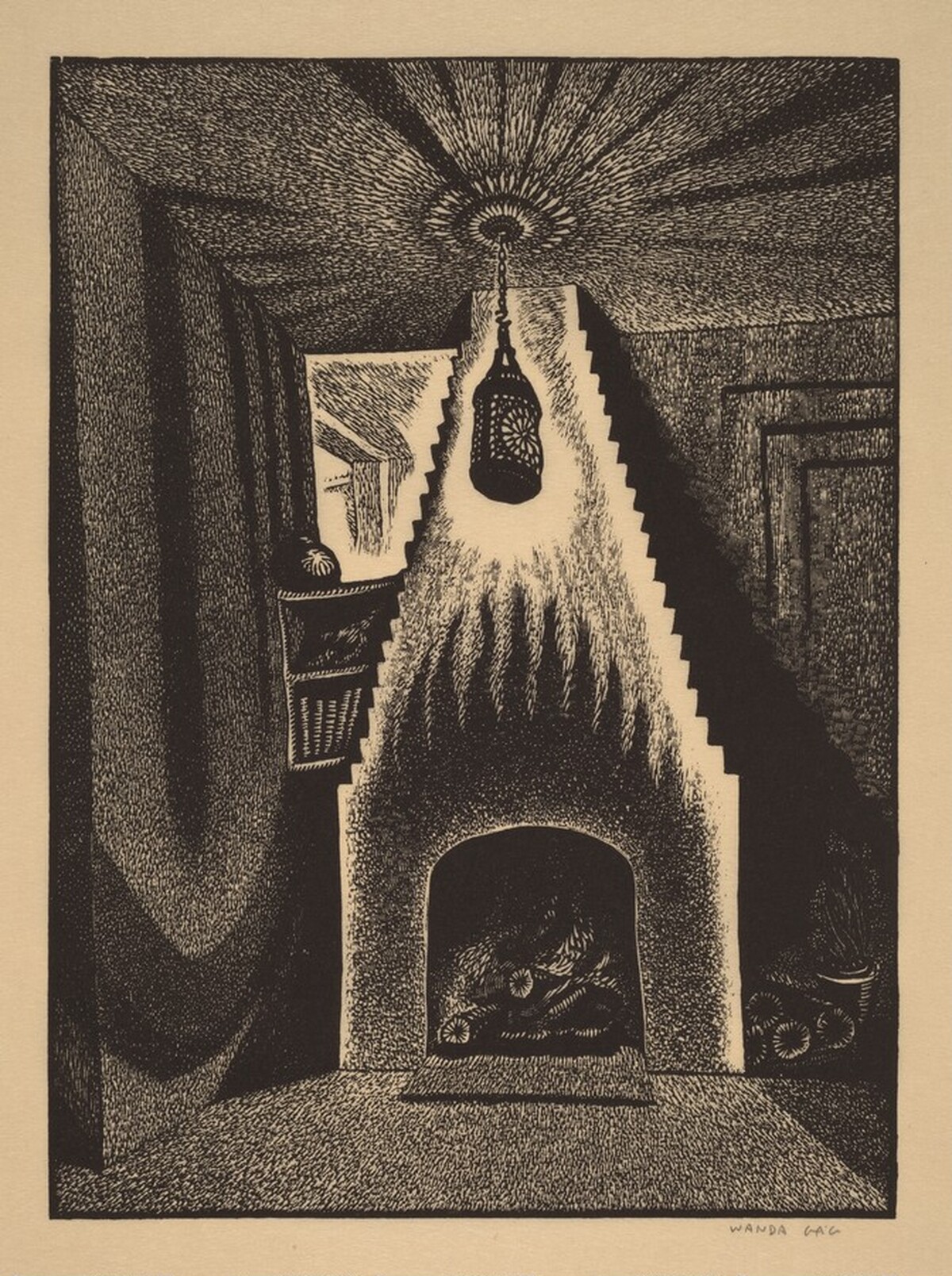 Lantern and Fireplace