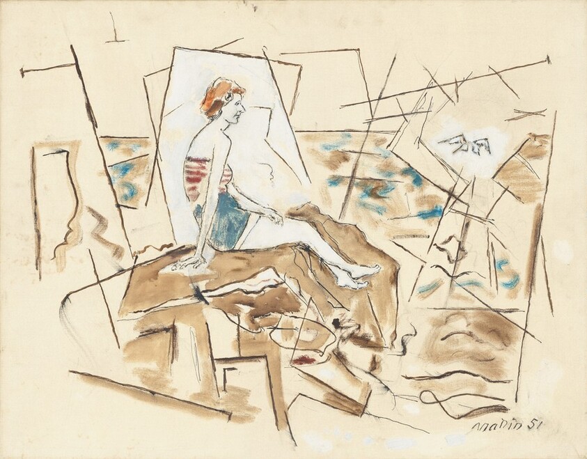 Bather Seated on Rocks