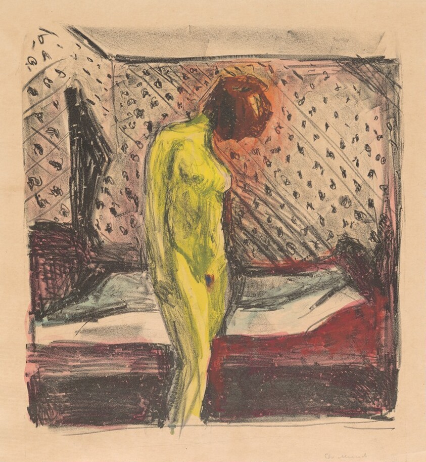 Weeping Young Woman by the Bed