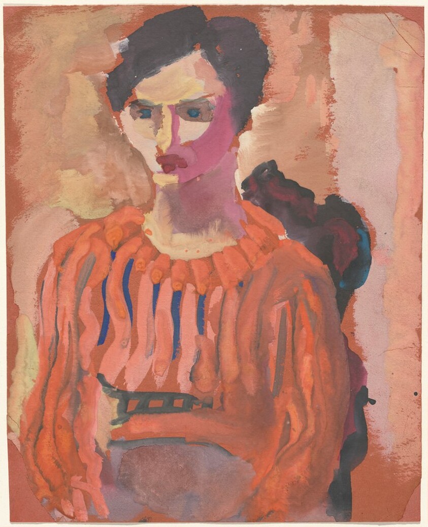 Untitled (seated woman in striped blouse)